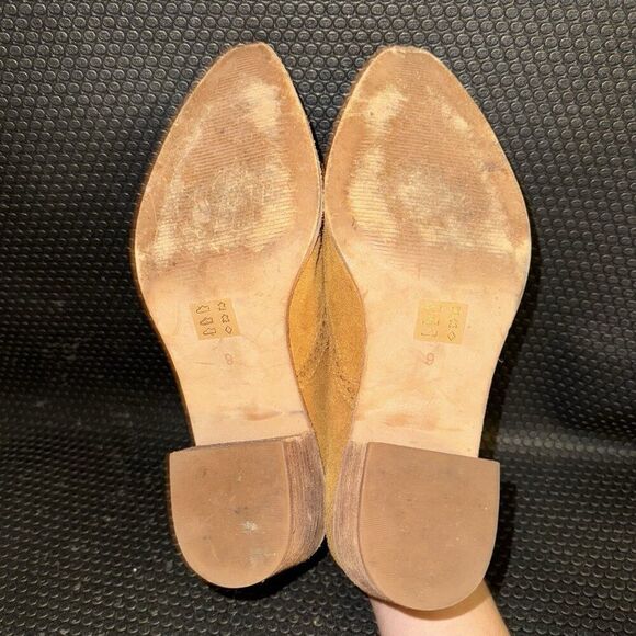 Madewell Grayson Brogue Wingtip Mustard Yellow Suede Chelsea Boots Women Size 9 - Picture 7 of 8